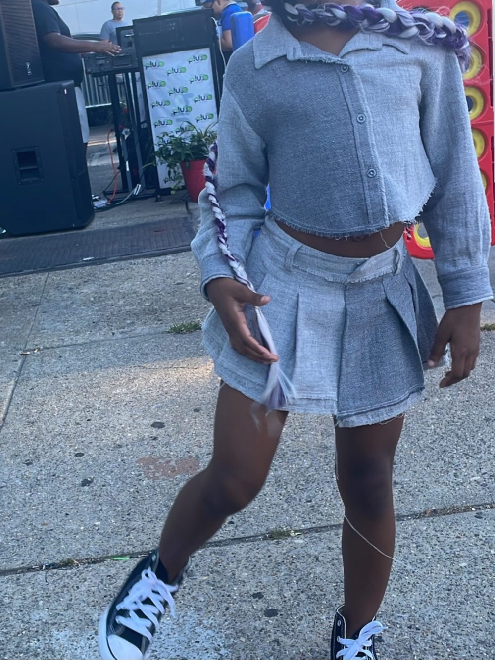 Zara Gray Pleated Mini Skirt Set